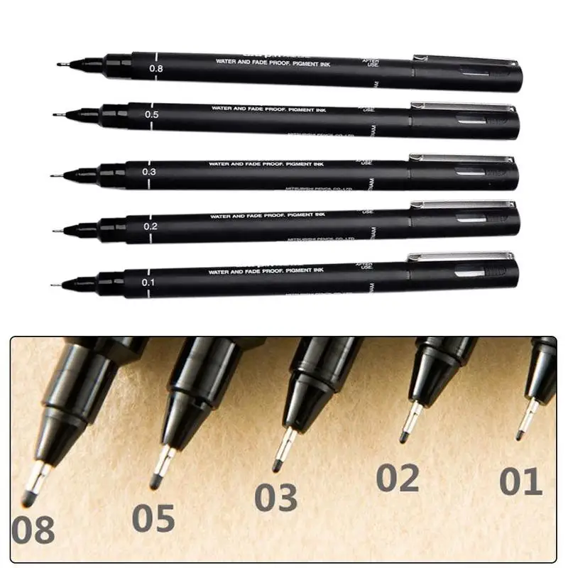 Fineliner Pigma Micron ручка для рисования 01 02 03 05 08 черная линии искусства комикс тонкая не