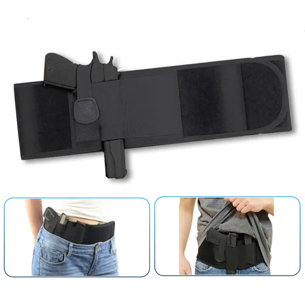 

Concealed Pistol Gun Holster Universal Right-hand Handgun Waist Band Tactical Invisible Elastic Pistol Coldre Holder In Stock