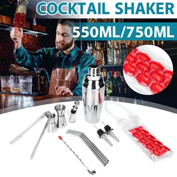 

Cocktail Shaker 550ml/750ml Stainless Steel Cocktail Shaker Mixer For Bartender Drink Party Party Bartender Tools Kit 14Pcs/sets