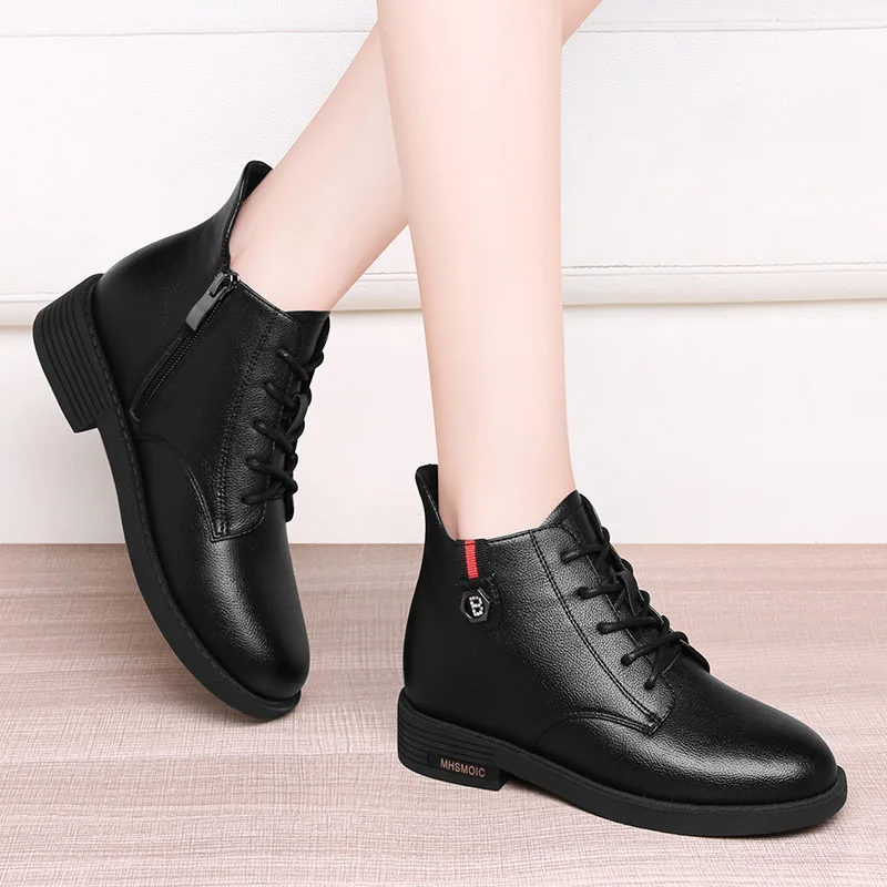 

Flat Short Boots Women's 2019 Autumn And Winter New Style plus Velvet Martin Boots British Style Boots WOMEN'S Shoes Winter Stud