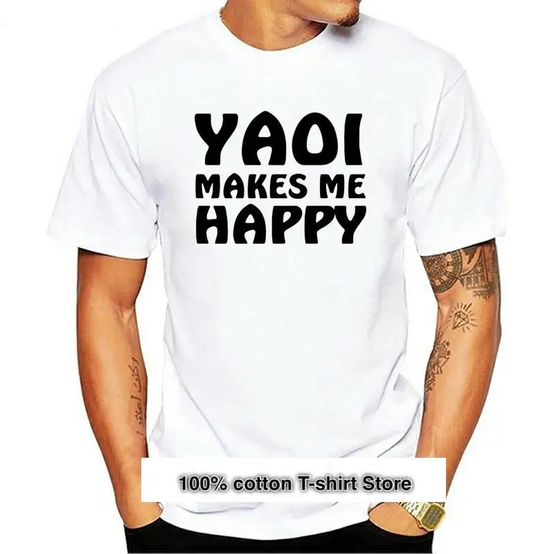 Camiseta de Anime Japones Yaoi Make Me Happy para hombre camisa с патроном caballeros 2020 algodón nueva moda 100% | Мужская