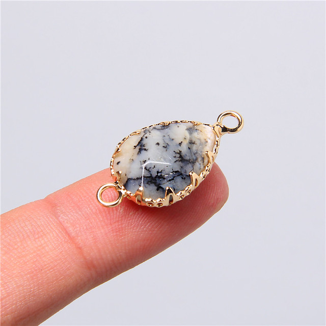2 Hole Natural Crystal Gem Stone Connector Pendant Charm For Diy Necklace Earring Bracelet Jewelry Making 5pcs 26-13mm