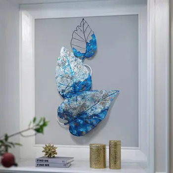 

Nordic Wrought Iron Wall Hanging Leaf Crafts Decoration Home Livingroom Porch 3D Wall Sticker Mural Metal Ornaments Art
