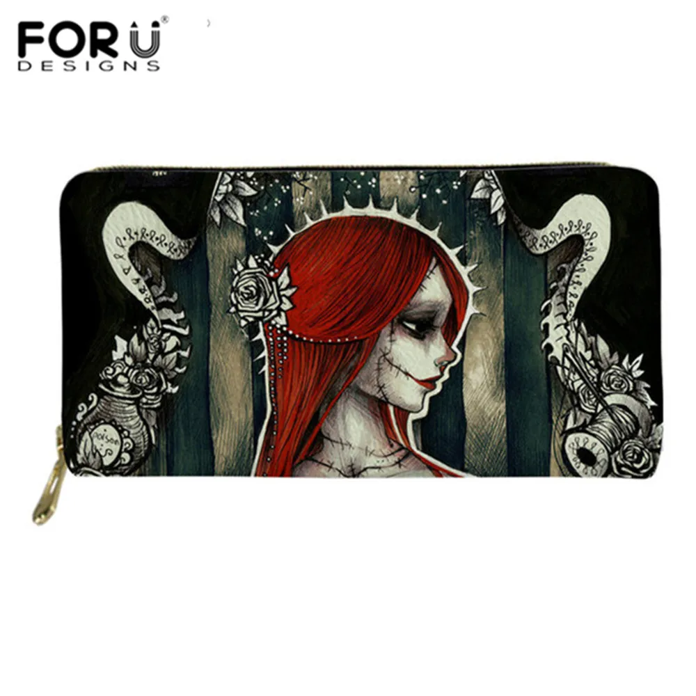 H7362Z21 FORUDESIGNS/Для женщин Роскошные сумки из натуральной кожи кошелек комплект с принтом "Кошмар перед Рождеством" с принтом костюм на Хэллоуин с изображением героев мультфильма черепа Джека дизайнерские сумки через плечо - Цвет: H7362Z21