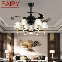 Lámpara de techo de ventilador de hadas con Control remoto, aspas de ventilador invisibles, accesorios LED decorativos para el hogar, sala de estar, dormitorio y restaurante