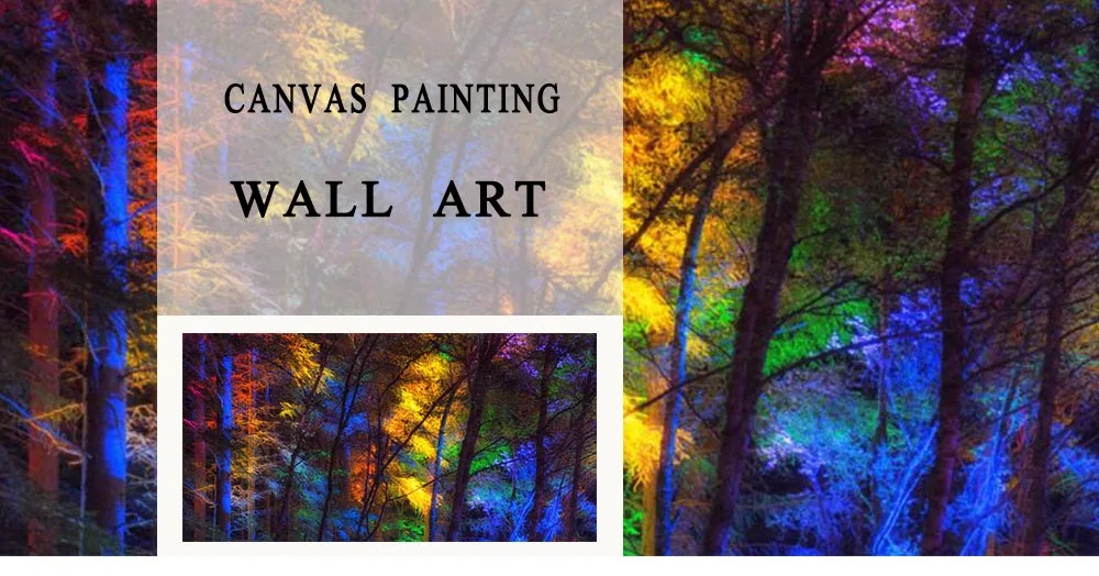 DDHH Wall Art Large Size Colorful Forest Trees Canvas Poster Art Prints Modern For Living Room Home Decorative Picture