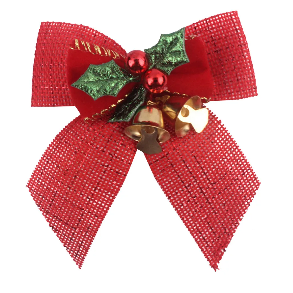 Красный Рождественский бантик с железные колокольчики 1 шт. Рождественский бантик для елки украшения 0821#30 - Цвет: B