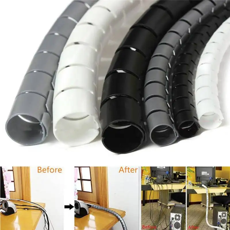 1M New Spiral Wrap Sleeving Band Tube Cable Protector Line PE Plastic Covered Wire Protective Sleeves Cover | Обустройство дома