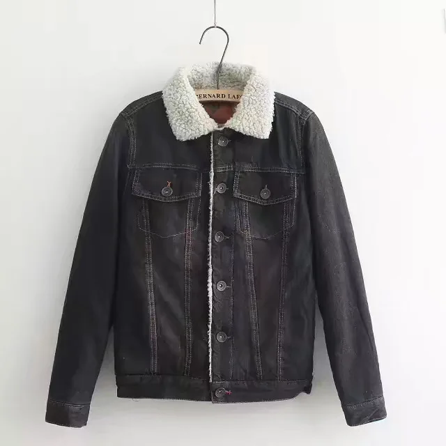 

2017 Autumn And Winter New Style WOMEN'S Dress Korean-style Versitile Fashion Lambs Wool Jeans Coat Thick Cotton Coat Warm Coat