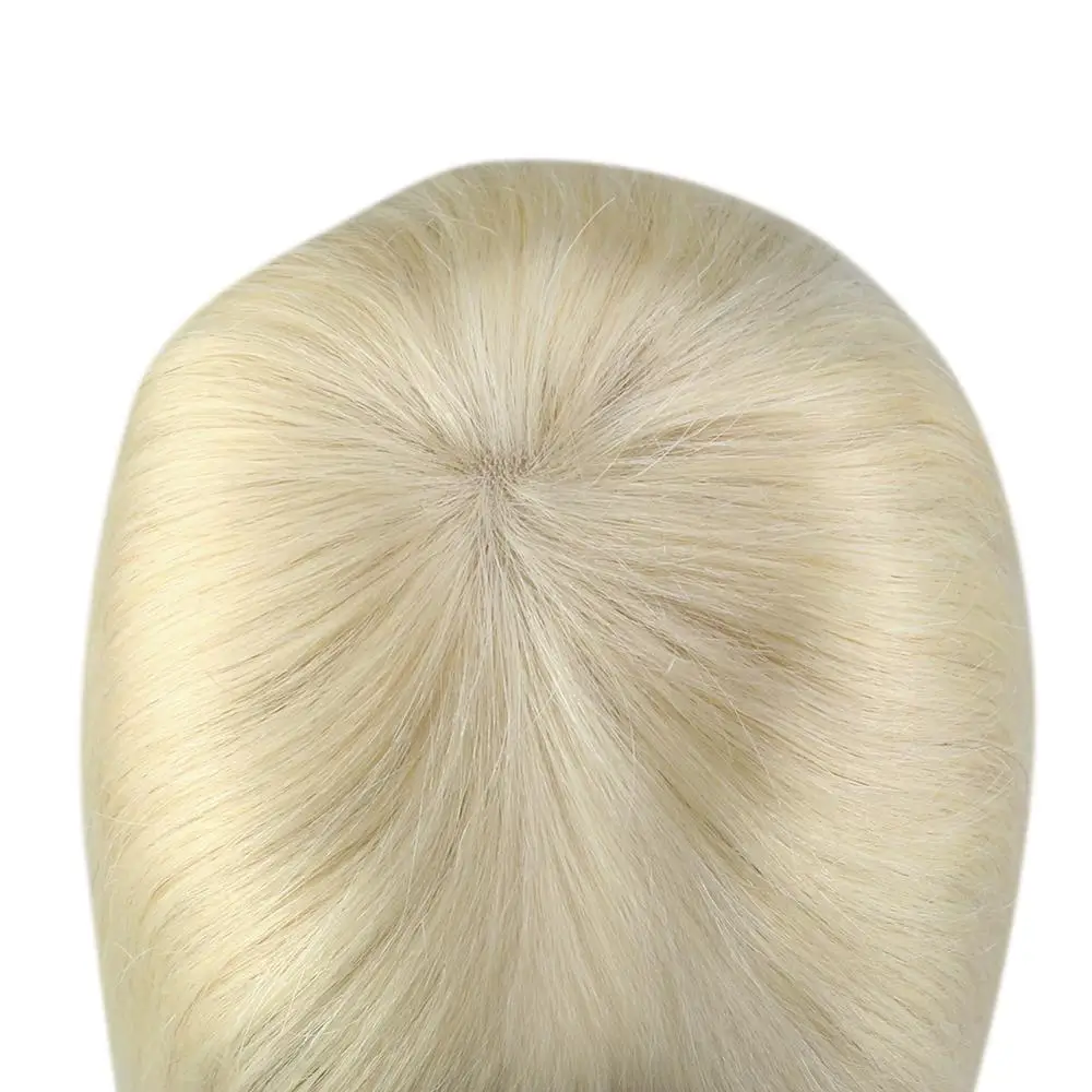 Полный блеск волос Топпер 9 5*10 см Чистый цвет машина Remy Toupee блонд человеческие