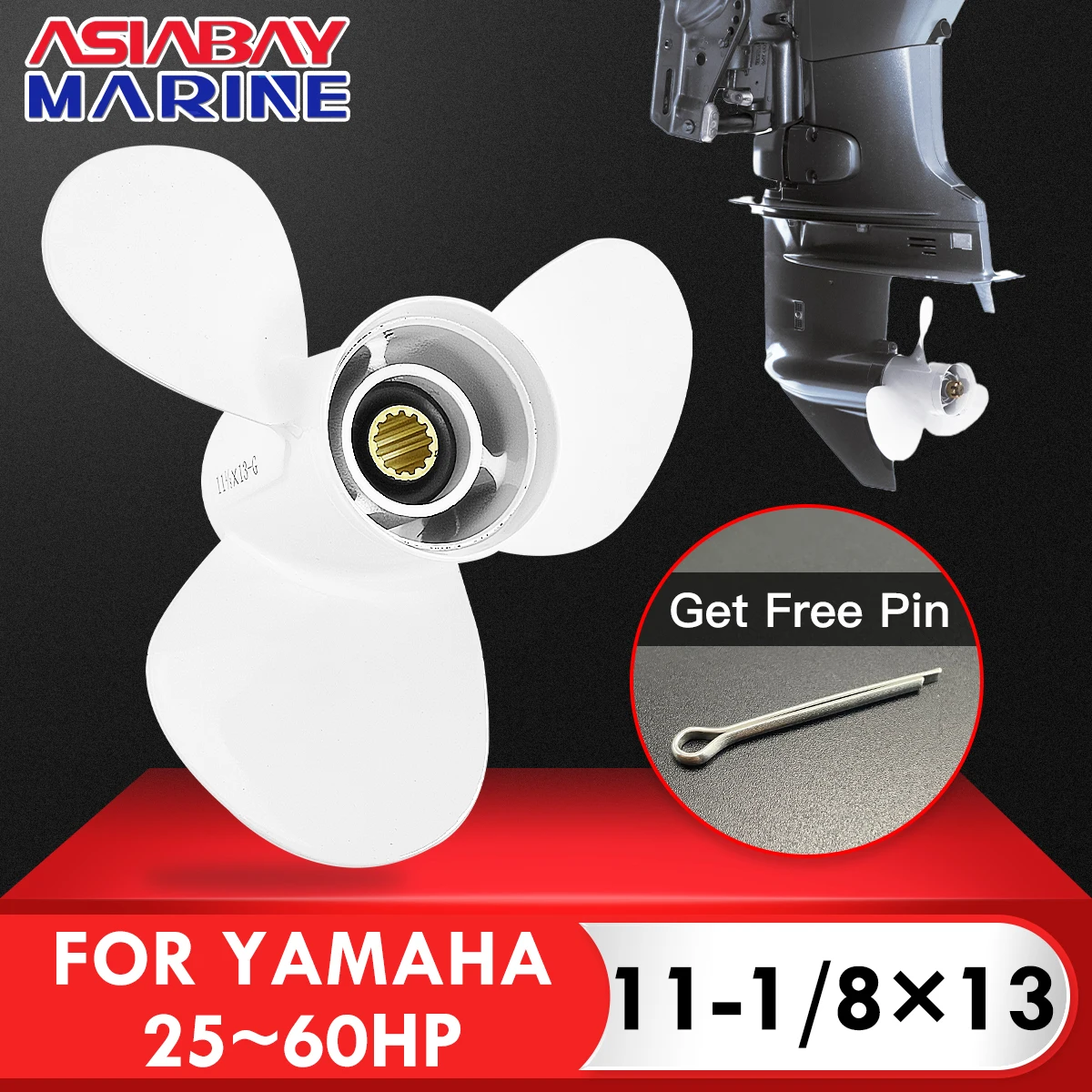 3-Blade Propeller For Yamaha Motors 20hp-60hp Aluminum Alloy Boat Engine 13 Spline