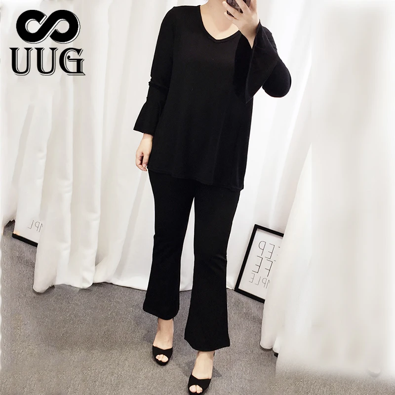 

UUG Plus Size High Waist Pants Women Autumn Large Size Women Clothing 2xl 3xl 4xl Flare Pants Elegant Female Trousers Elastic