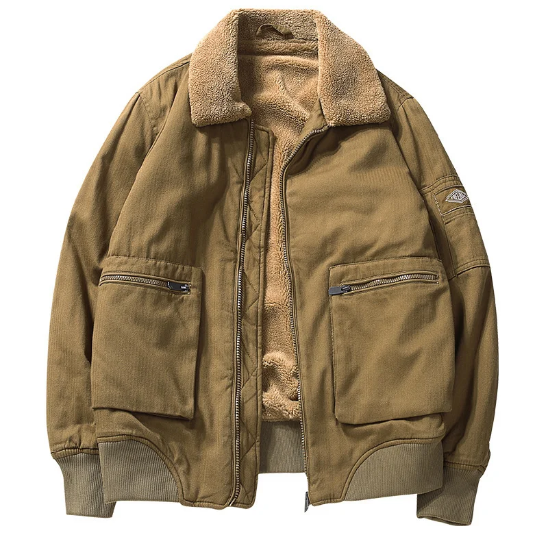 Winter Men's Padded Clothes Leisure Plush Fleece Jacket Outdoor Overalls Coat