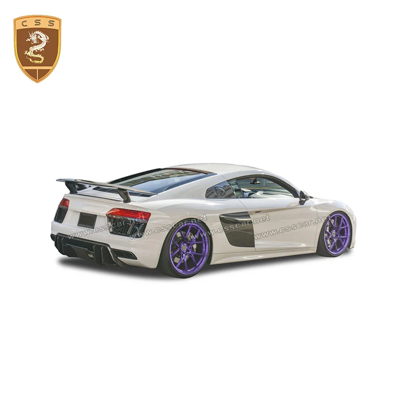 Комплект аэродинамического кузова из углеродного волокна для Audi R8 16-19, передний губа, задний диффузор, бампер, задний спойлер для Audi R8 V8 V10, комплект для тюнинга