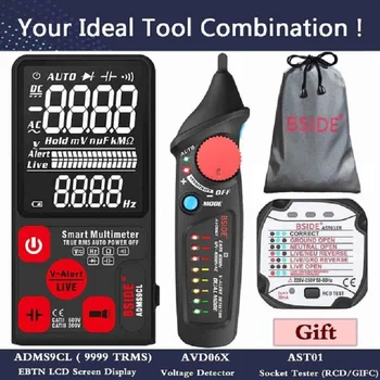 

ADMS9CL EBTN Digital Multimeter 3.5 LCD 3-Line Display 9999 Counts TRMS Auto Range Voltage Capacitance Diode Resistance
