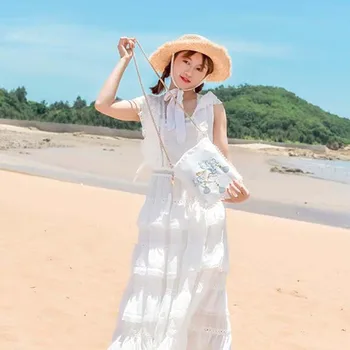 

Angelatracy 2020 Lady Embroidery Sea Conch Pearl Tassel For Women Shoulder Summer White Chain Messenger Bag Crossbody Flap Bag