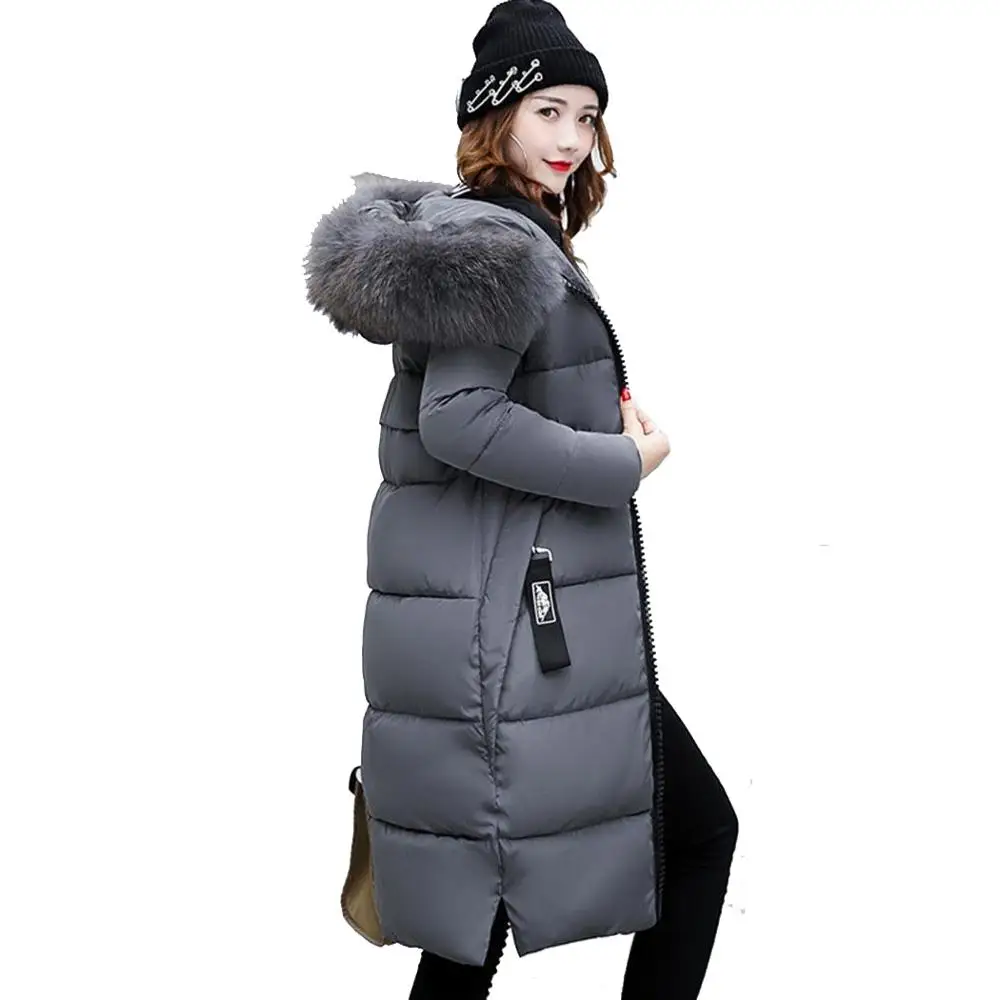 2019 осенне-зимний модный новый женский хлопковый пуховик, Повседневная Толстая зимняя куртка с капюшоном и длинным рукавом, большой размер