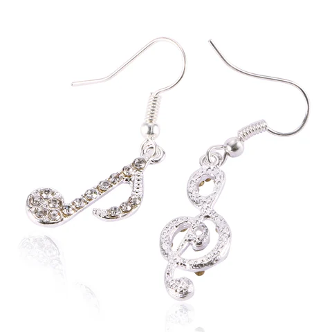 Pair Stylish Summer Music Note Drop Earrings Crystal Dangle Earrings Fashion Jewelry Women Accessories Gift