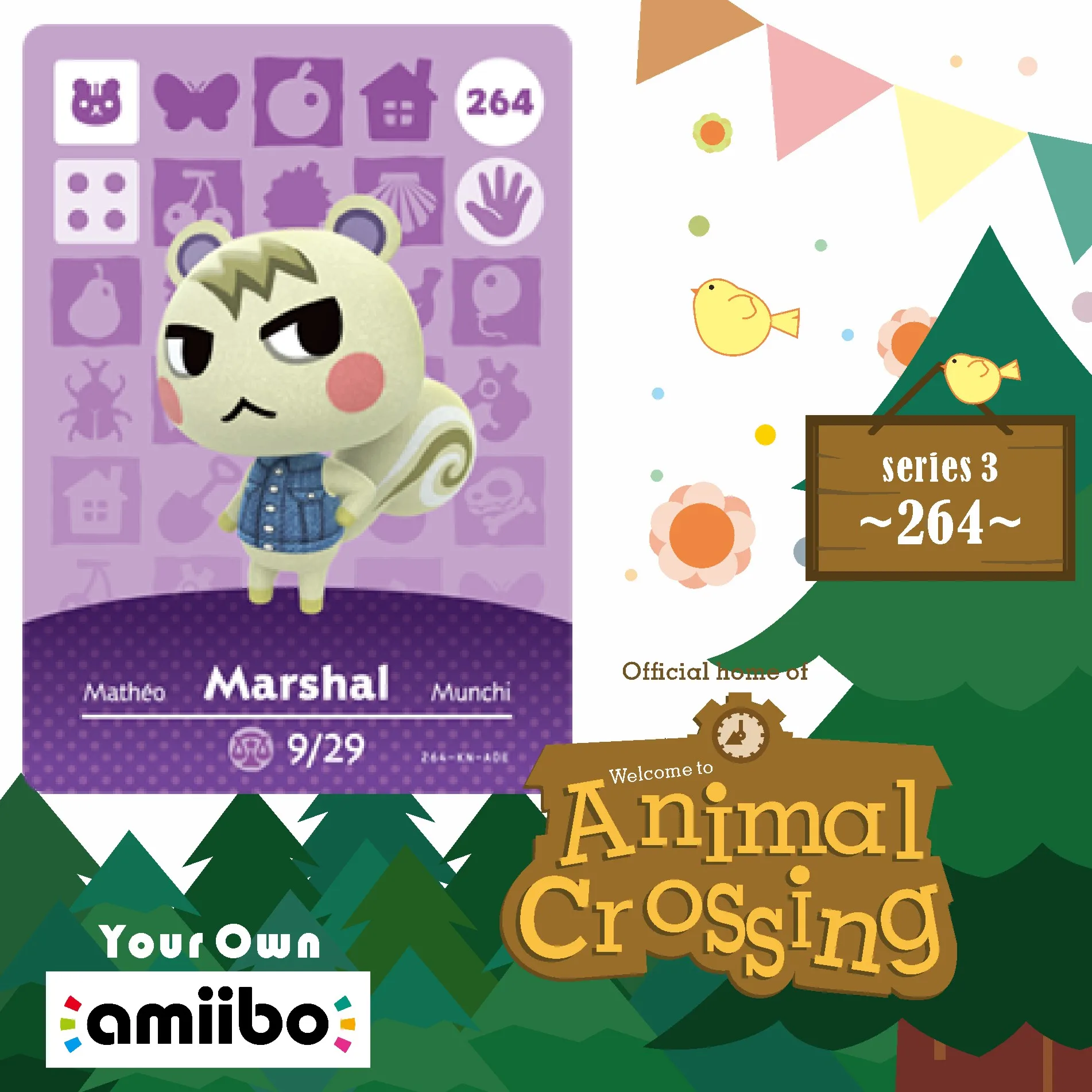 

264 Marshal Amiibo Card Animal Crossing Series 3 Marshal Animal Crossing Amiibo Card Work for Ns Games Nfc Card Dropshipping