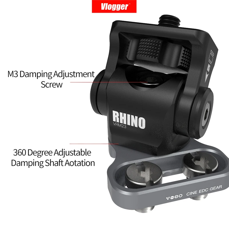 

Vlogger M3 360 Degree Adjustable Mount DSLR Camera Monitor Ballhead HDMI Cable Clip Rhinoceros Adjustable Damping Head