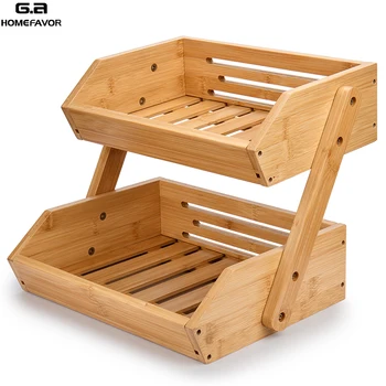 2 Tire Bamboo Storage Fruit Basket