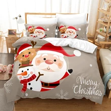 Santa boneco de neve conjuntos cama 3d impressão flocos de neve árvore de natal 3 pçs natal macio sem folha de cama conjunto decoração 200x200