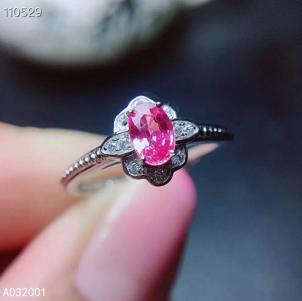 

KJJEAXCMY fine jewelry natural pink sapphire 925 sterling silver new women ring Gift New Year Birthday support test beautiful
