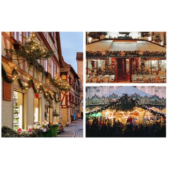 

9ft Christmas Fireplace Garland Lights Pine Artificial Home Decor Wreath Gift Candle Holders And Table Decorations