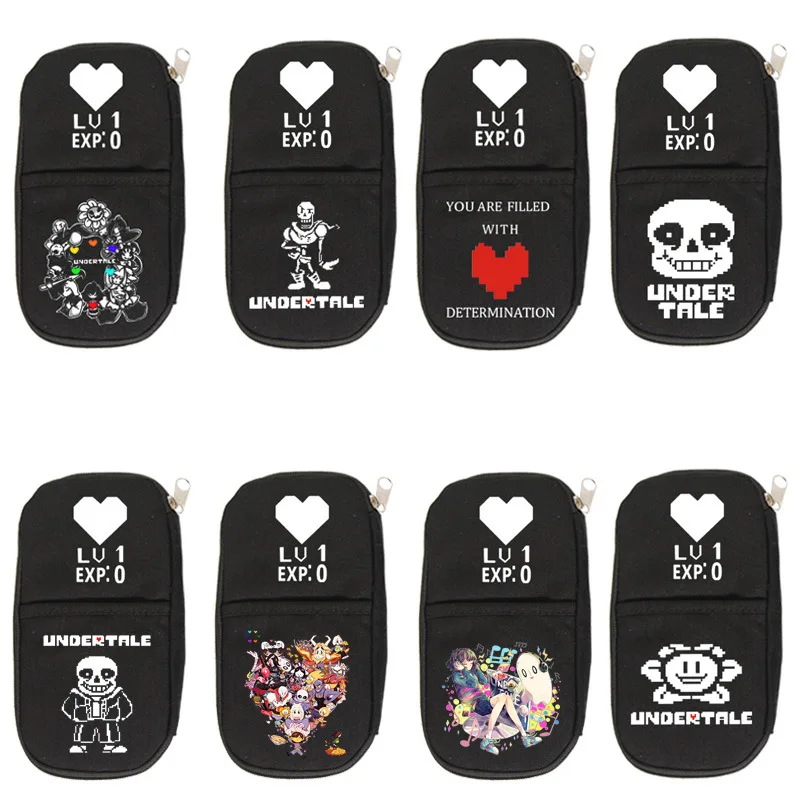 Холщовый чехол карандаш на молнии для косплея Undertale мультяшная косметичка сумка