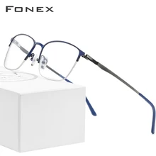 FONEX, сплав, оптические очки, оправа, мужские, сверхлегкие, квадратные, по рецепту, очки для женщин,, половина близорукости, корейские, Безвинтовые очки