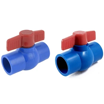 

2x 40mm x 40mm/32mm x 32mm Slip Full Port Red Handle Lever U-PVC Ball Valve Blue