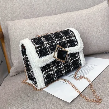 

Crossbody Bags Women Elegant Woolen Women Messenger Bag Fashion Flap Purse Shoulder Bags Handbags Luxury Handbags