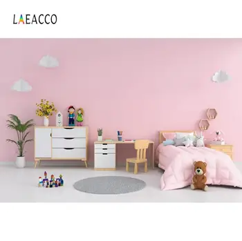 

Laeacco Pink Warm Decor Princess Boudoir Baby Toys Playing Room Interior Photo Background Photography Backdrop For Photo Studio