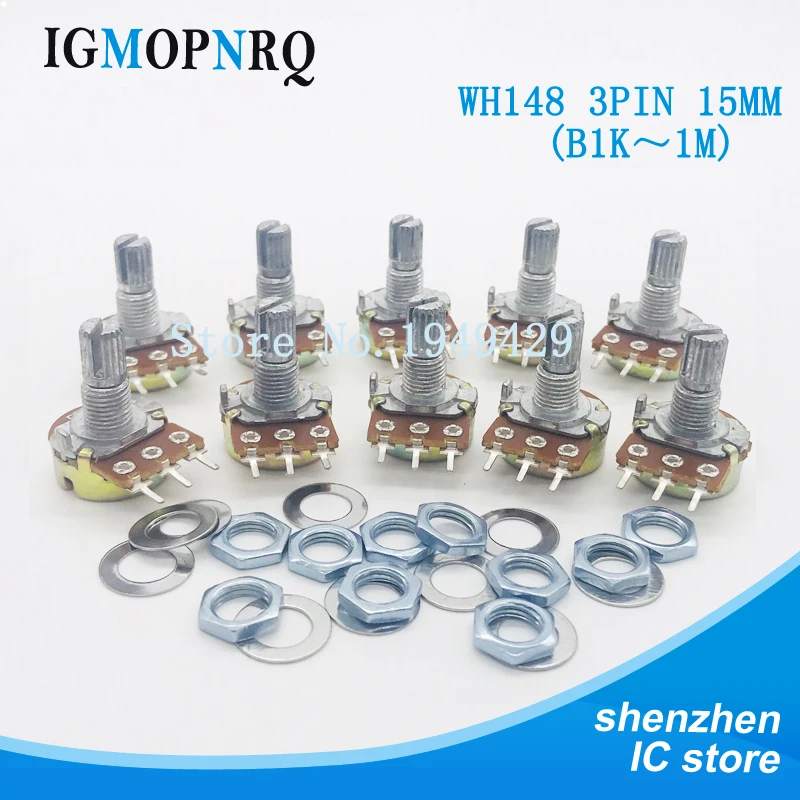10pcs Wh148 Potentiometer Kit Single Joint B1k 2k 5k 10k 20k 50k 100k ...