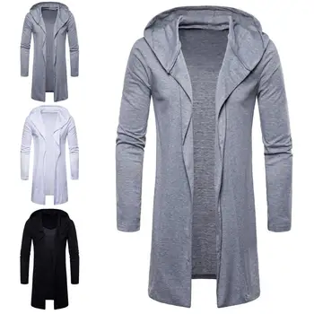 

Coat Men Hoodies Casual European and American style solid color Long Sleeve Loose Coat