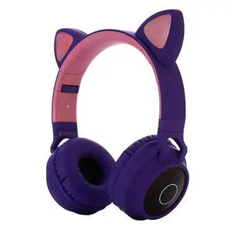 

TWISTER.CK Cute Cat Ear Bluetooth 5.0 Headphones Foldable On-Ear Stereo Wireless Headset in for Smartphones PC Tablet
