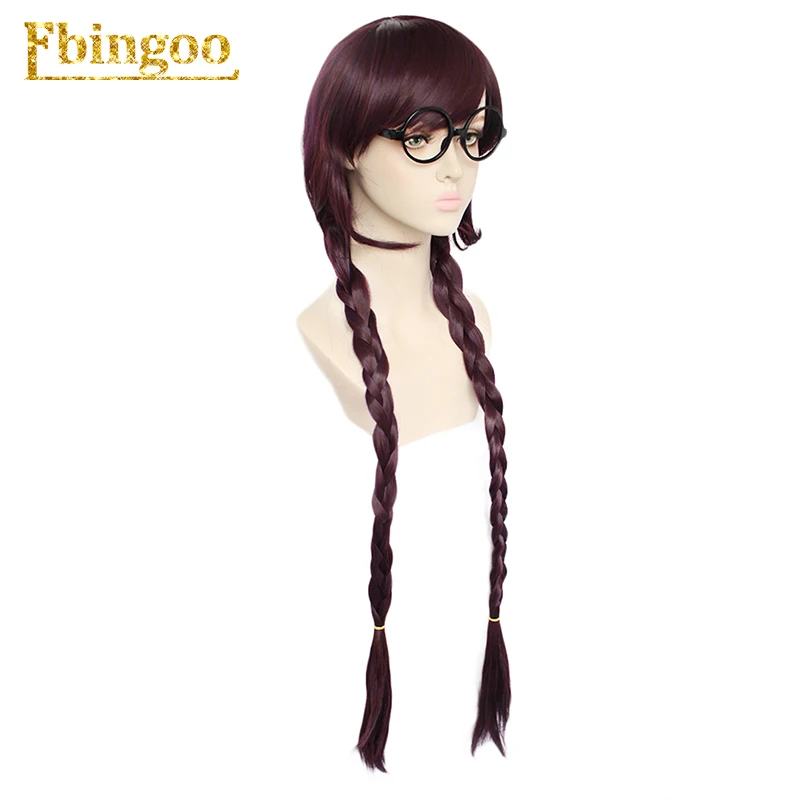Ebingoo Danganronpa Dangan-Ronpa Toko Fukawa Long Purple Double Braided Synthetic Cosplay Wig for Halloween Costume Party