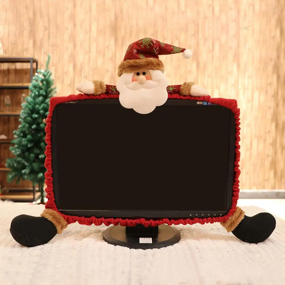 Christmas Decorations Computer Cover Case Cartoon Christmas Decorations Cover Non-Woven Computer Cover New Year Ornament Gifts