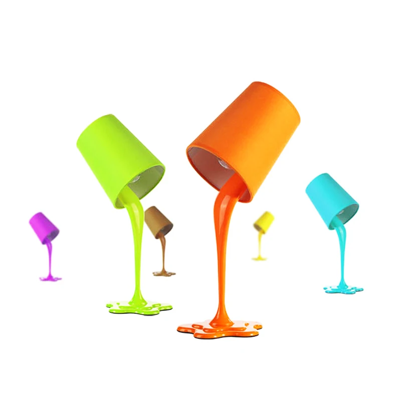 

New Creative Paint Pouring Milk LED Table Lamp Student Eyes Protection Reading Learning Desk Lamp Bedroom Bedside Night Light