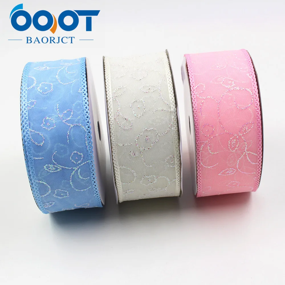 OOOT BAORJCT L-20325-188 38mm 5yards Colored bilateral flower transparent Shining yarn Wedding Accessories DIY handmade material | Дом и сад