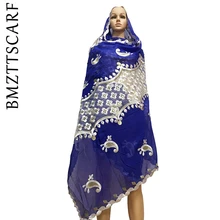 Новые африканские женские шарфы, мягкий хлопковый шарф, мусульманский шарф больших размеров для шалей BM614