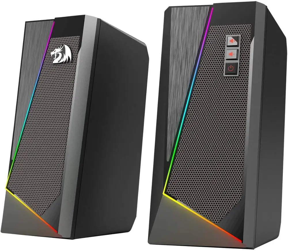 Redragon GS520 наковальня RGB Настольный динамик 2,0 канал ПК стерео динамик Улучшенный низкий регулятор громкости, питаемые через USB порт W/3,5 мм кабель - изображение