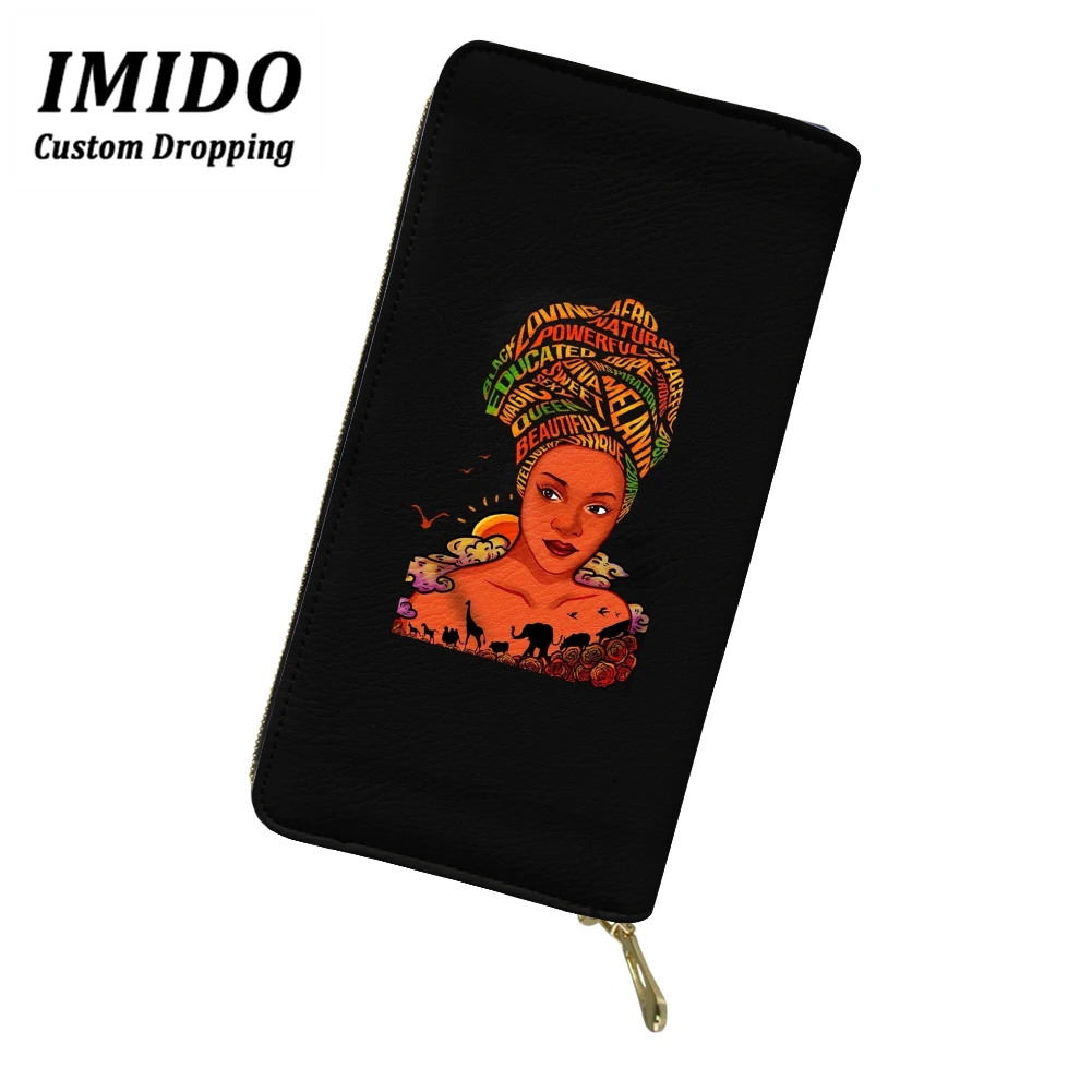 IMIDO, модные женские кошельки, африканская девушка, узор, многофункциональные кошельки на молнии, Женский кошелек, паспорт, монета, карта, посылка, на заказ - Цвет: wll5140