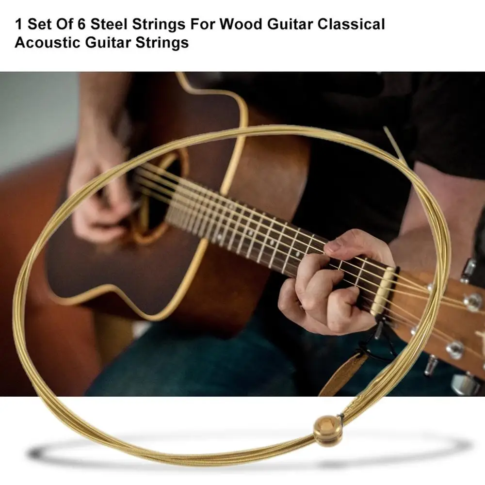 

1 Set Of 6 Steel Strings For Wood Guitar Beautiful Tune Sound Acoustic Guitar Strings For Classical Guitar Accesories