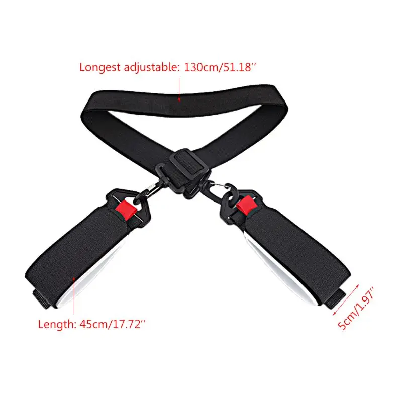 Adjustable Skiing Poles Shoulder Hand Carrier Lash Handle Straps Porter Hook Loop Protecting Black Nylon Ski Handle Strap Bags