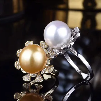 

Luxury Pearl Rings Settings S925 Sterling Silver Pearl Rings Findings Women DIY Handmade Rings Accessory Components No Pearl