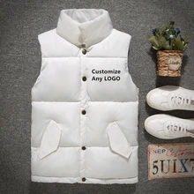 Модное зимнее пальто, жилет, Мужская теплая куртка без рукавов, Повседневная утепленная хлопковая Удобная пуховая куртка в стиле Харадзюку с любым логотипом