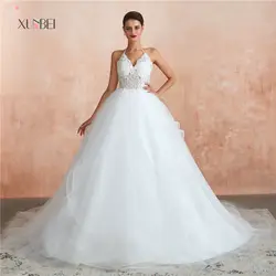 Новое поступление Vestidos De Noiva невесты простые белые свадебные платья цвета слоновой кости сексуальные глубокий v-образный вырез кружева