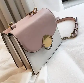 

Contrast color Square Crossbody Bag 2020 New High quality PU Leather Women's Designer Handbag Lock Chain Shoulder Messenger Bag