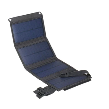 

10W Usb Solar Panel Folding Power Bank Outdoor Camping Hiking Battery Charger-Black